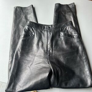 Vakko Black Leather Trousers